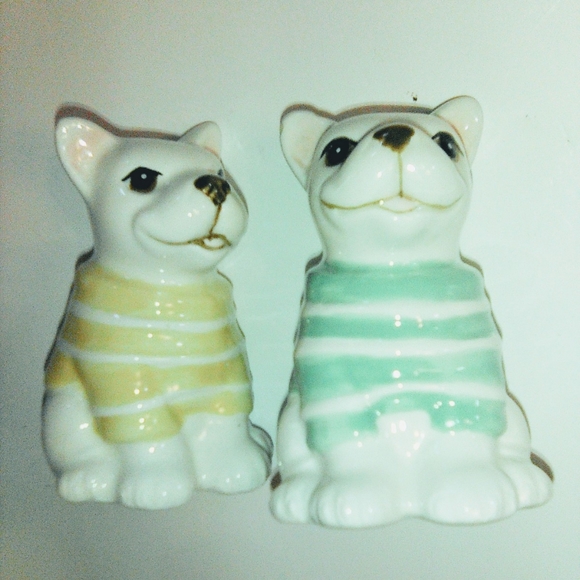 Dog Salt and Pepper with Striped Shirts Yellow/ Green - Picture 1 of 7